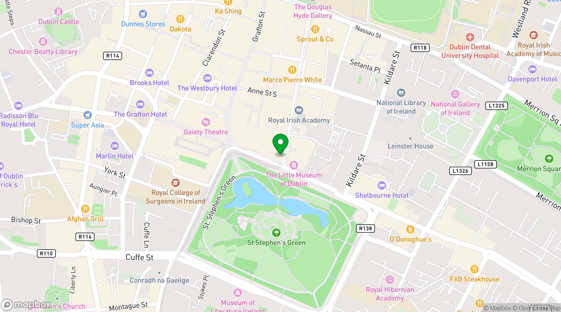 Map showing The Dawson Lounge