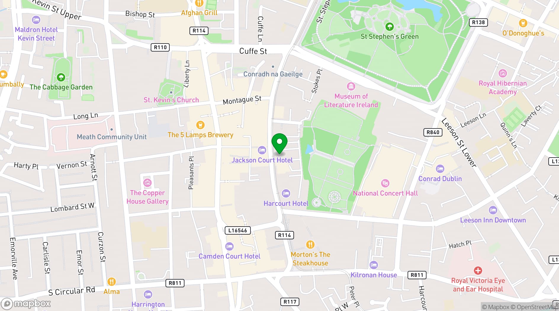 Map showing Iveagh Garden Hotel