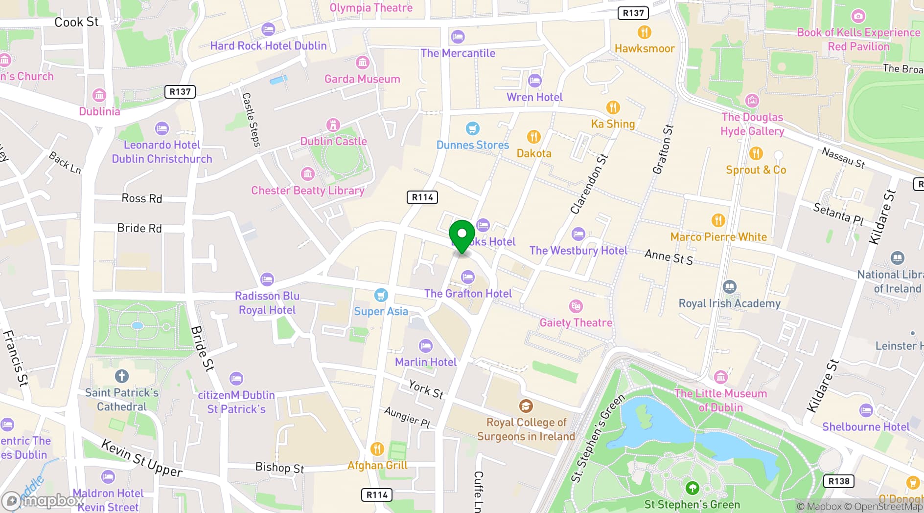 Map showing The Grafton Hotel