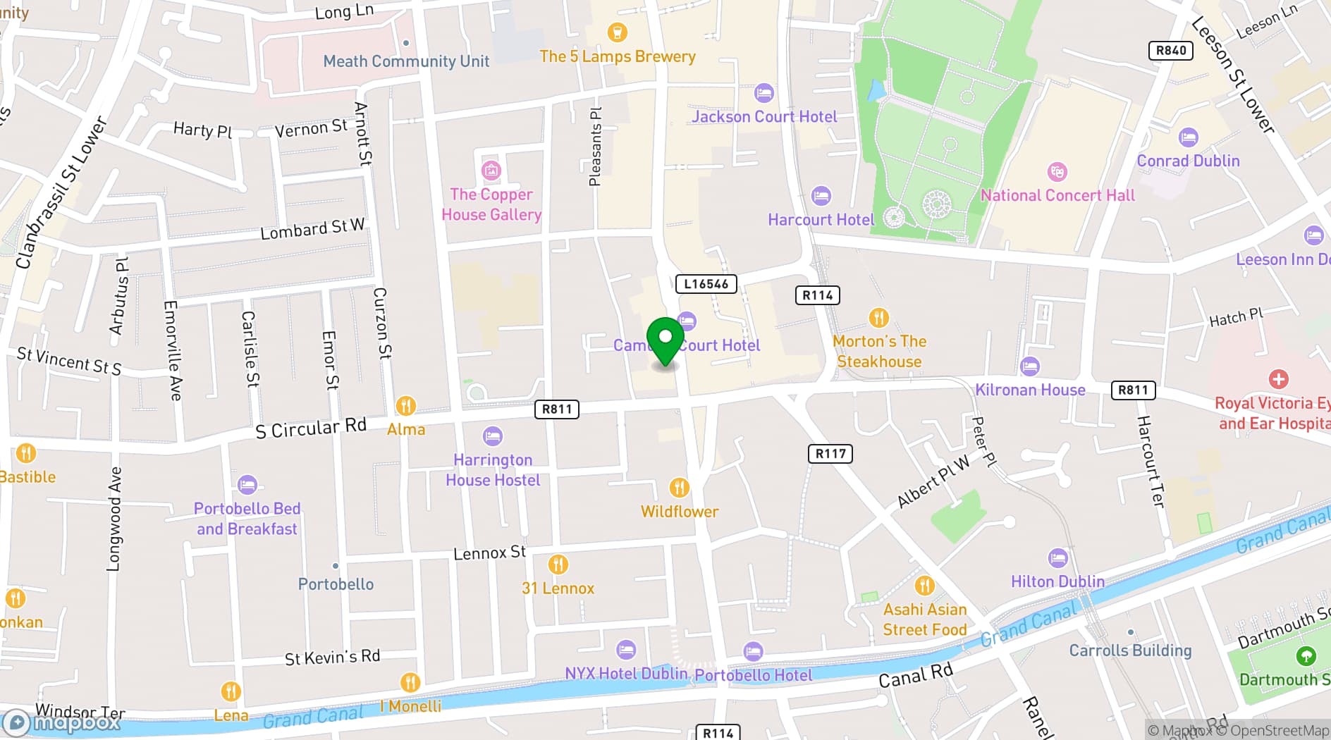 Map showing The Alex Hotel