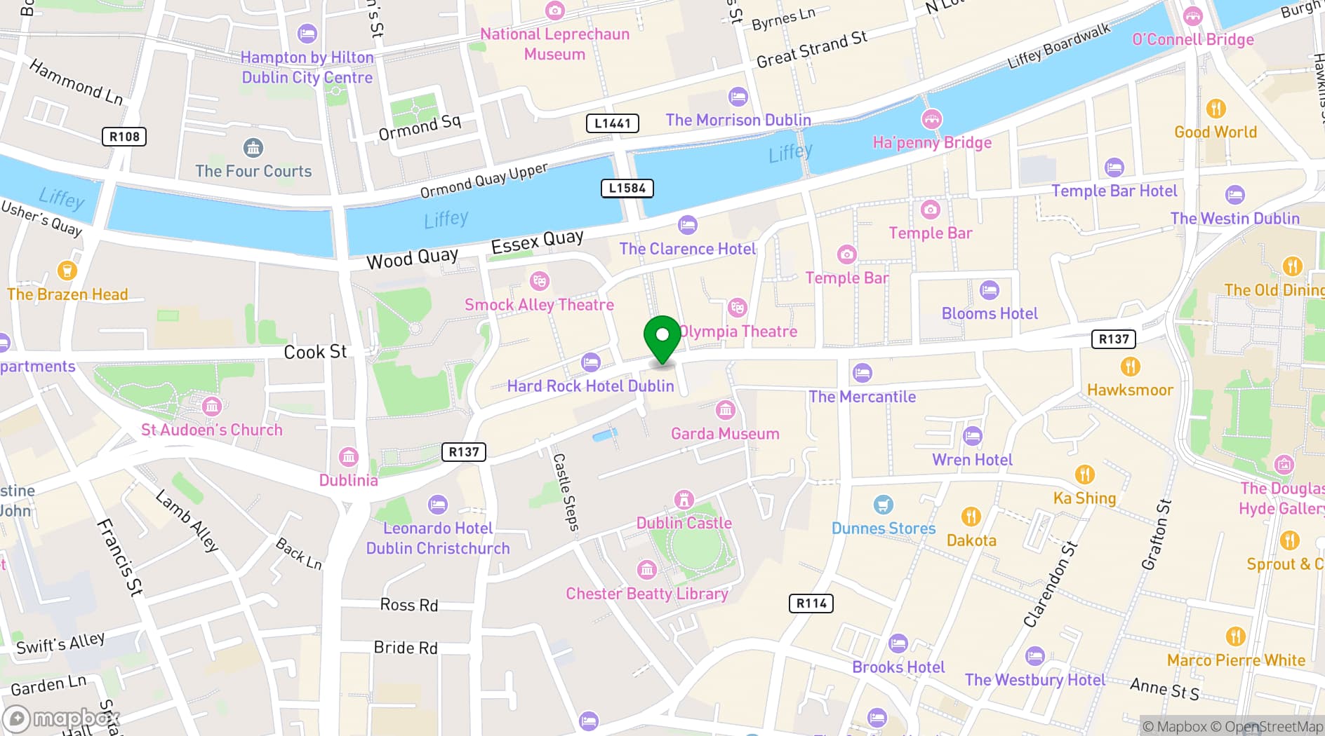 Map showing City Hall