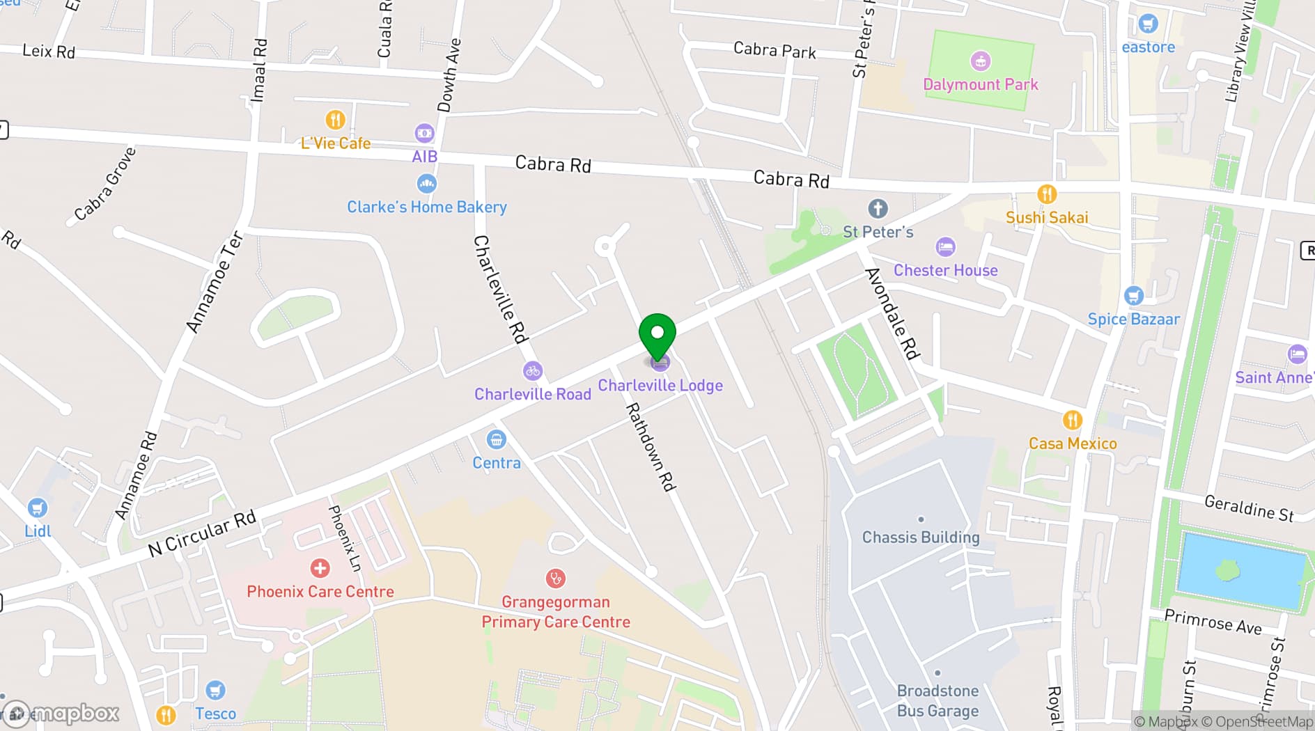Map showing Charleville Lodge