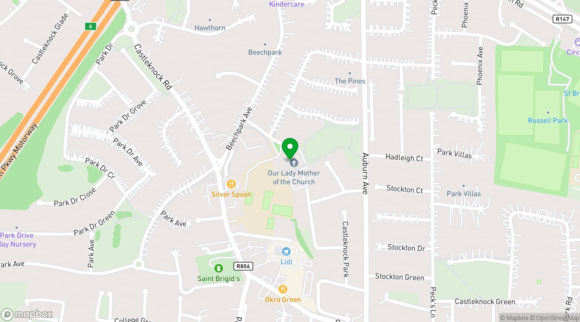 Map showing Our Lady's Parish Centre