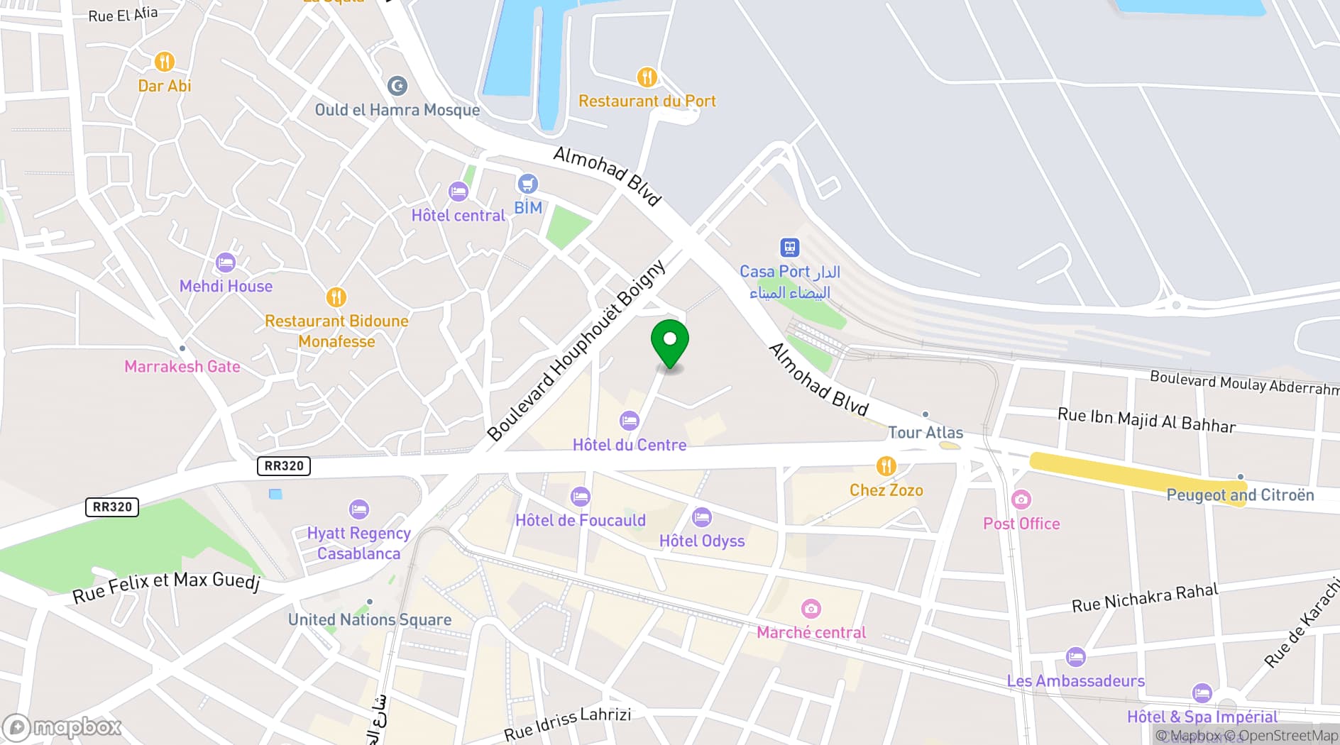 Map showing Sofitel Casablanca Tour Blanche