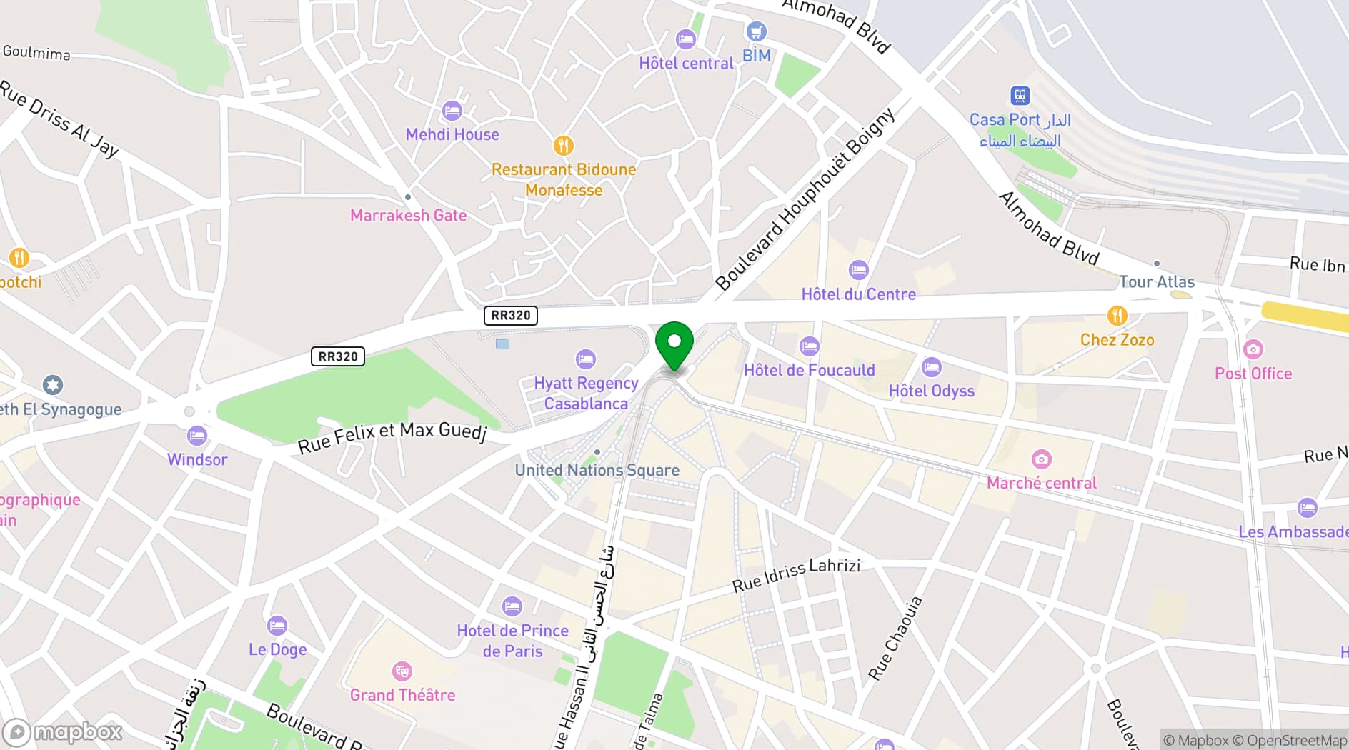 Map showing Hyatt Regency Casablanca