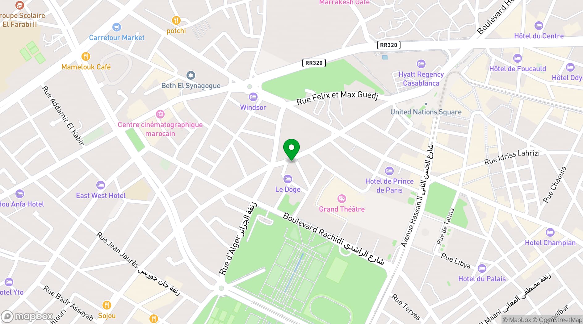 Map showing Hotel Kaan Casablanca