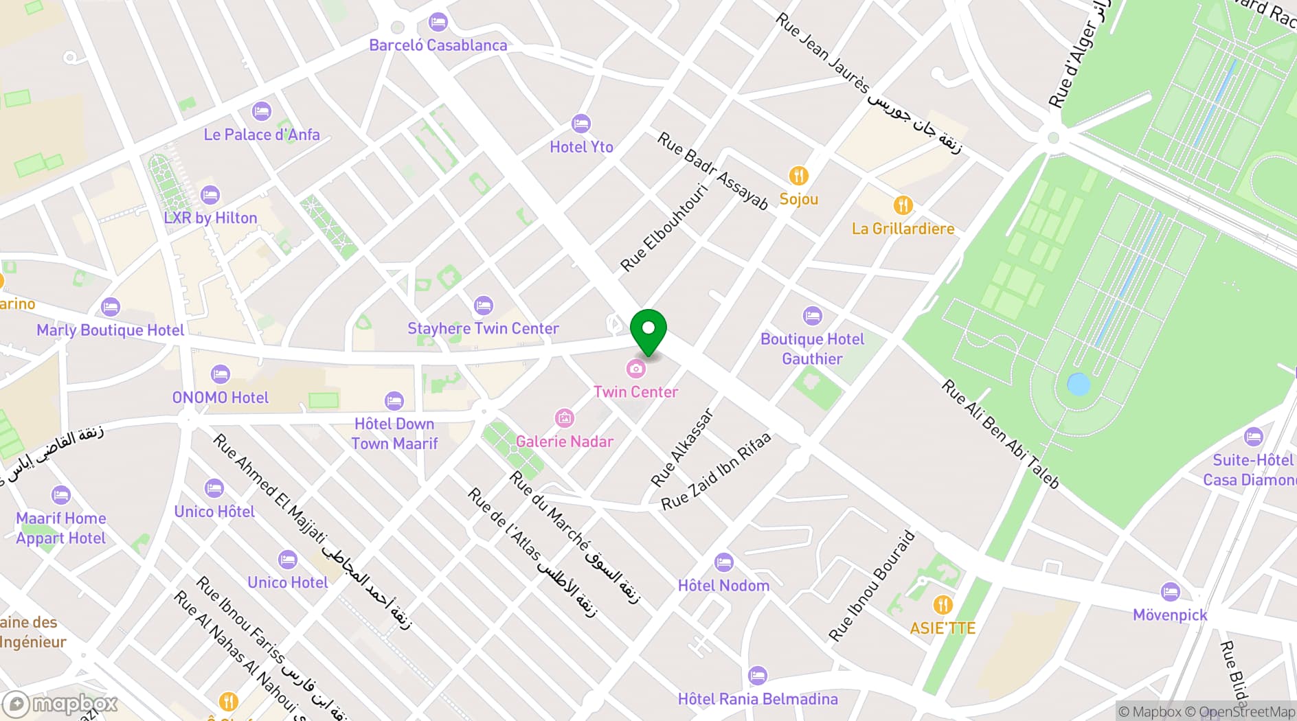 Map showing Kenzi Tower Hotel