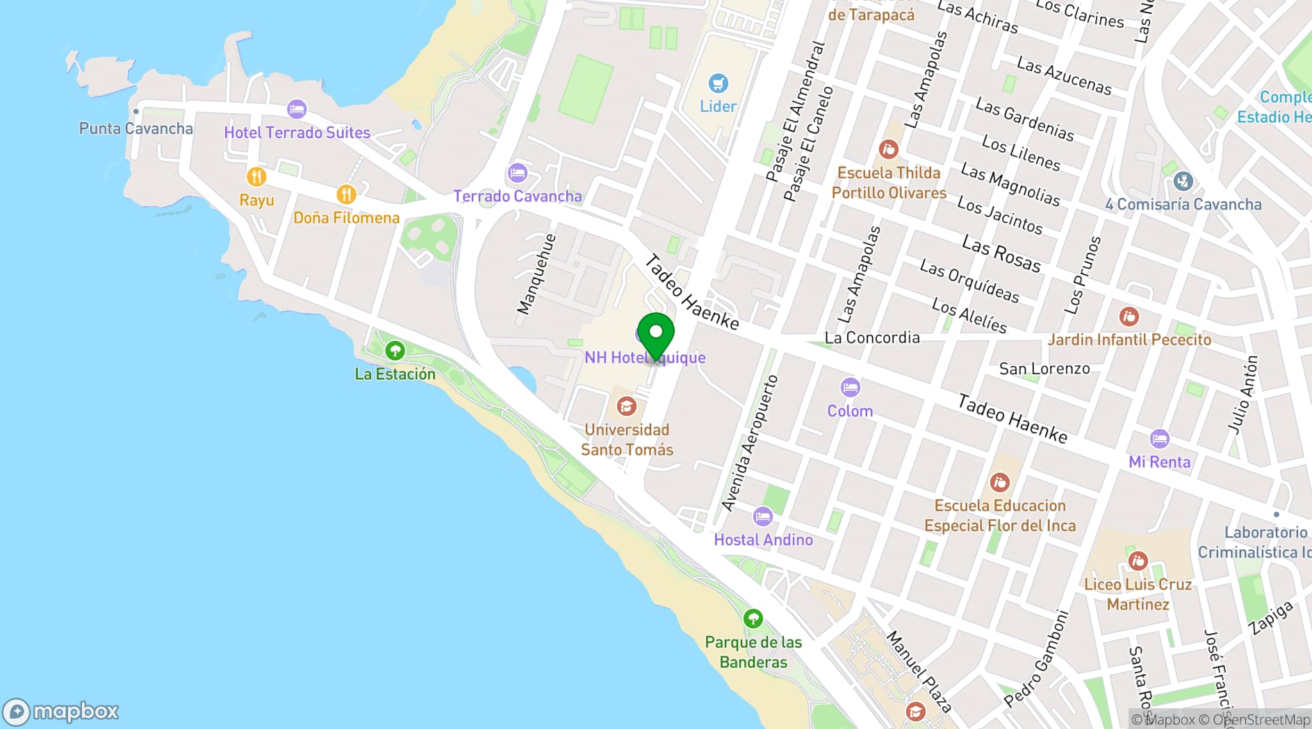 Map showing NH Iquique Pacífico