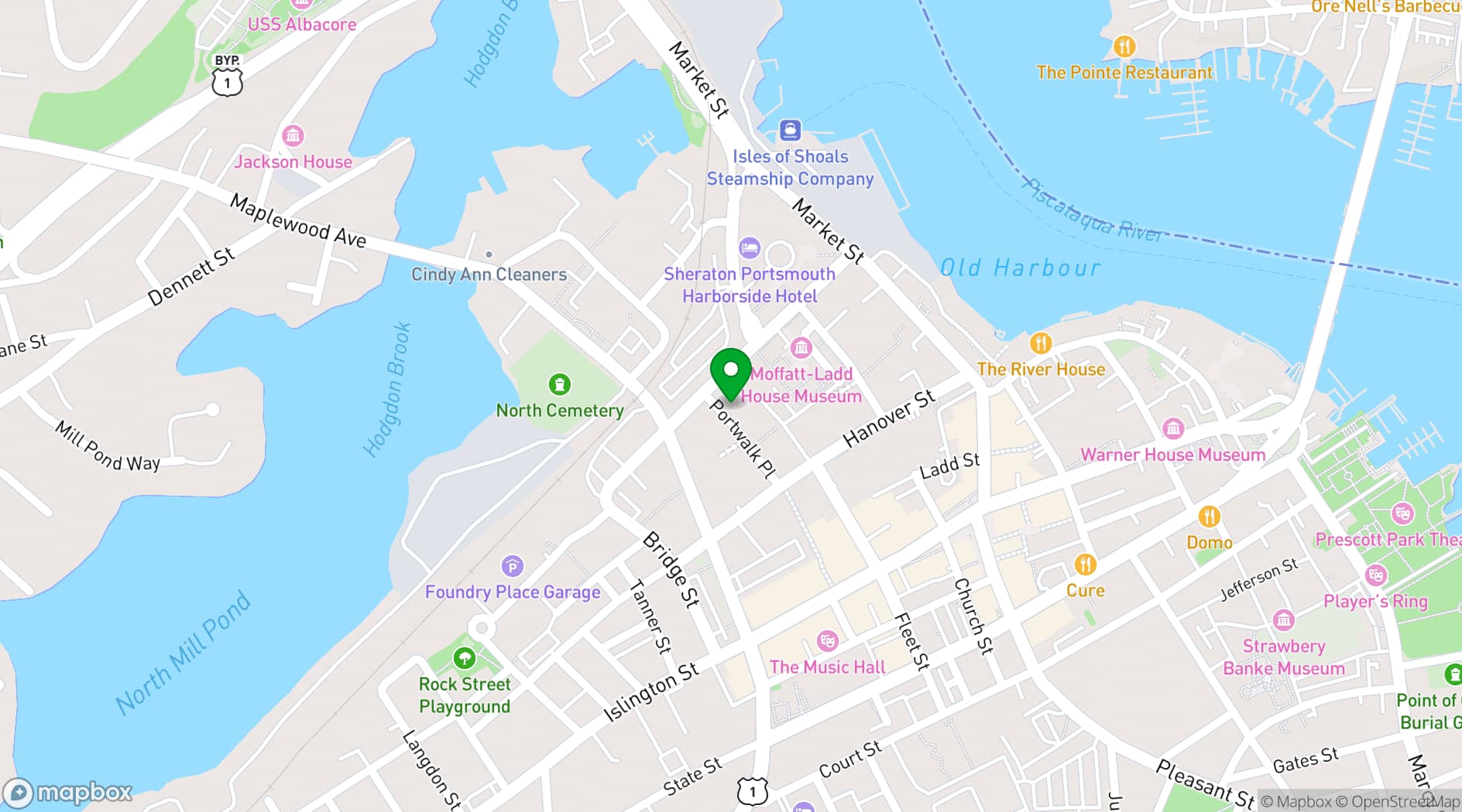 Map showing Residence Inn Portsmouth Downtown/Waterfront