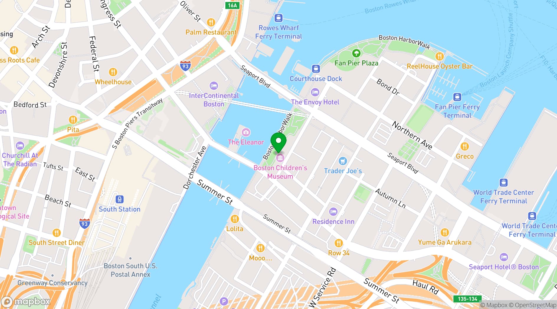 Map showing Boston Children's Museum