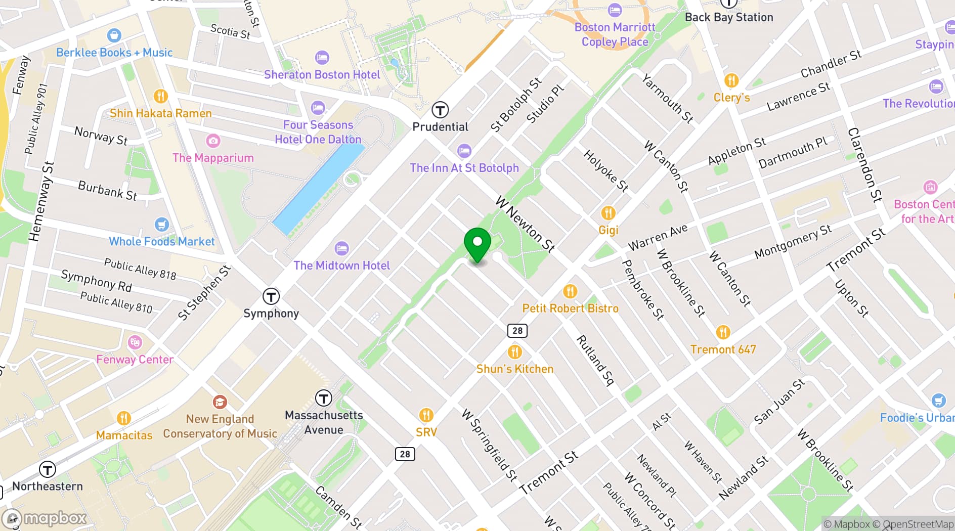 Map showing Titus Sparrow Park Tennis Court