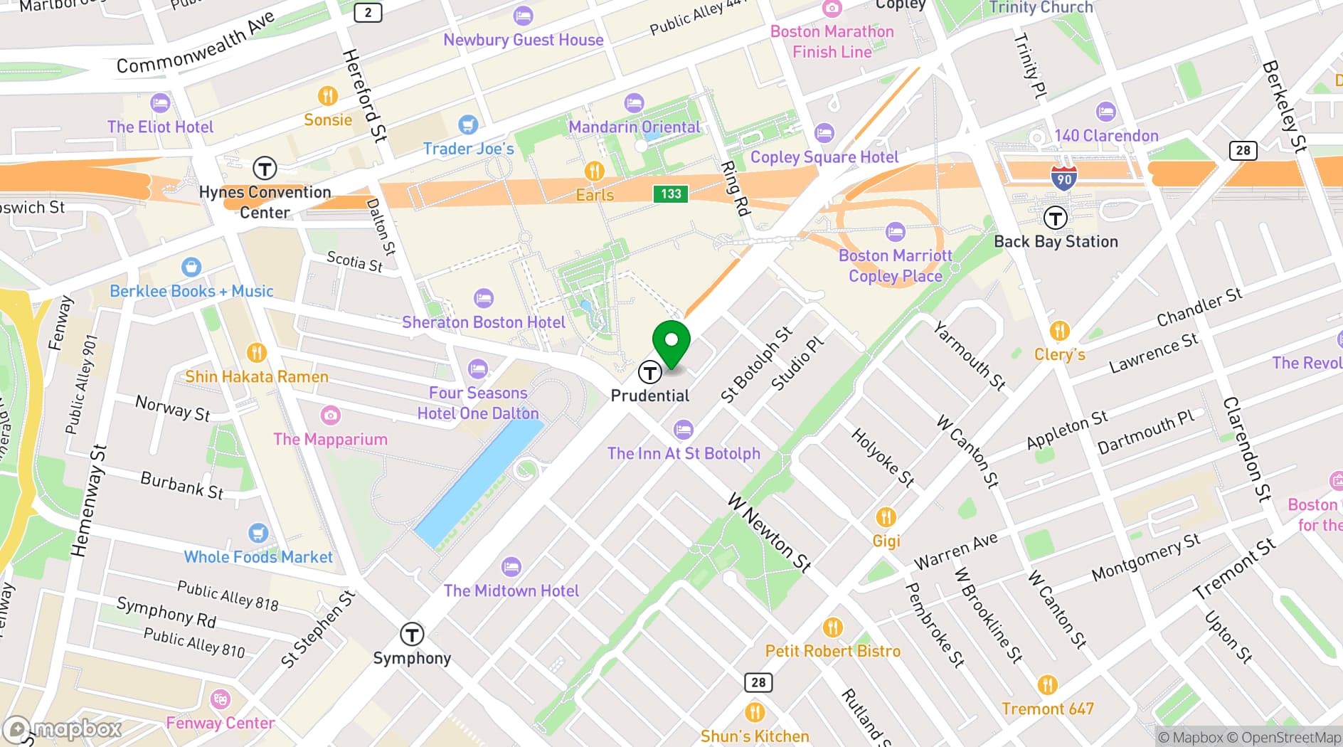 Map showing The Colonnade Hotel