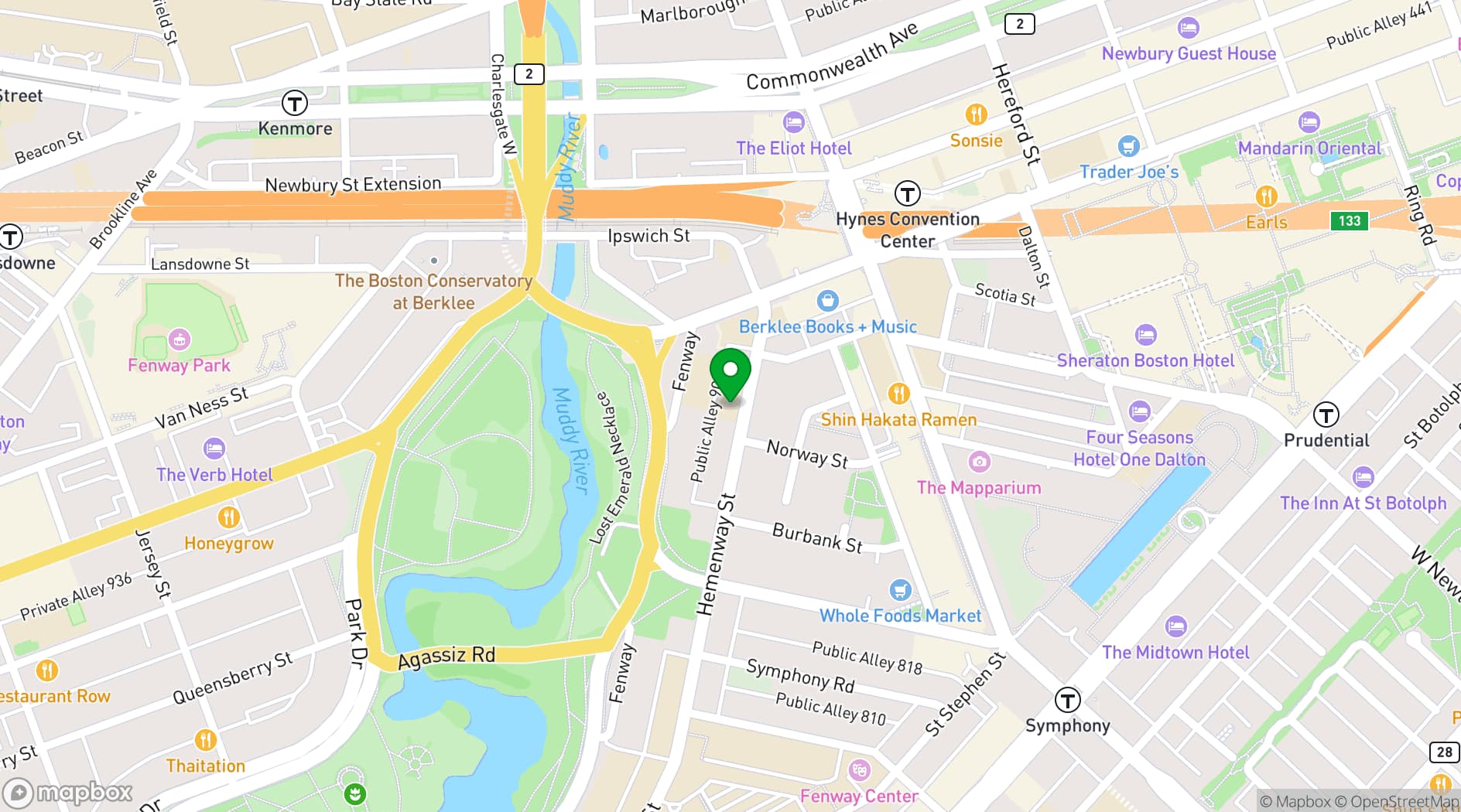 Map showing Boston Conservatory Theater
