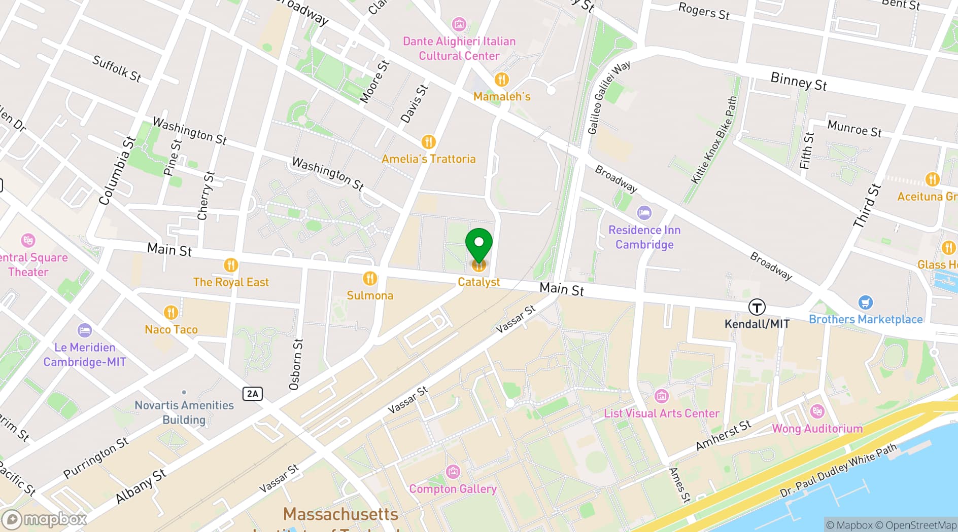 Map showing Catalyst Restaurant