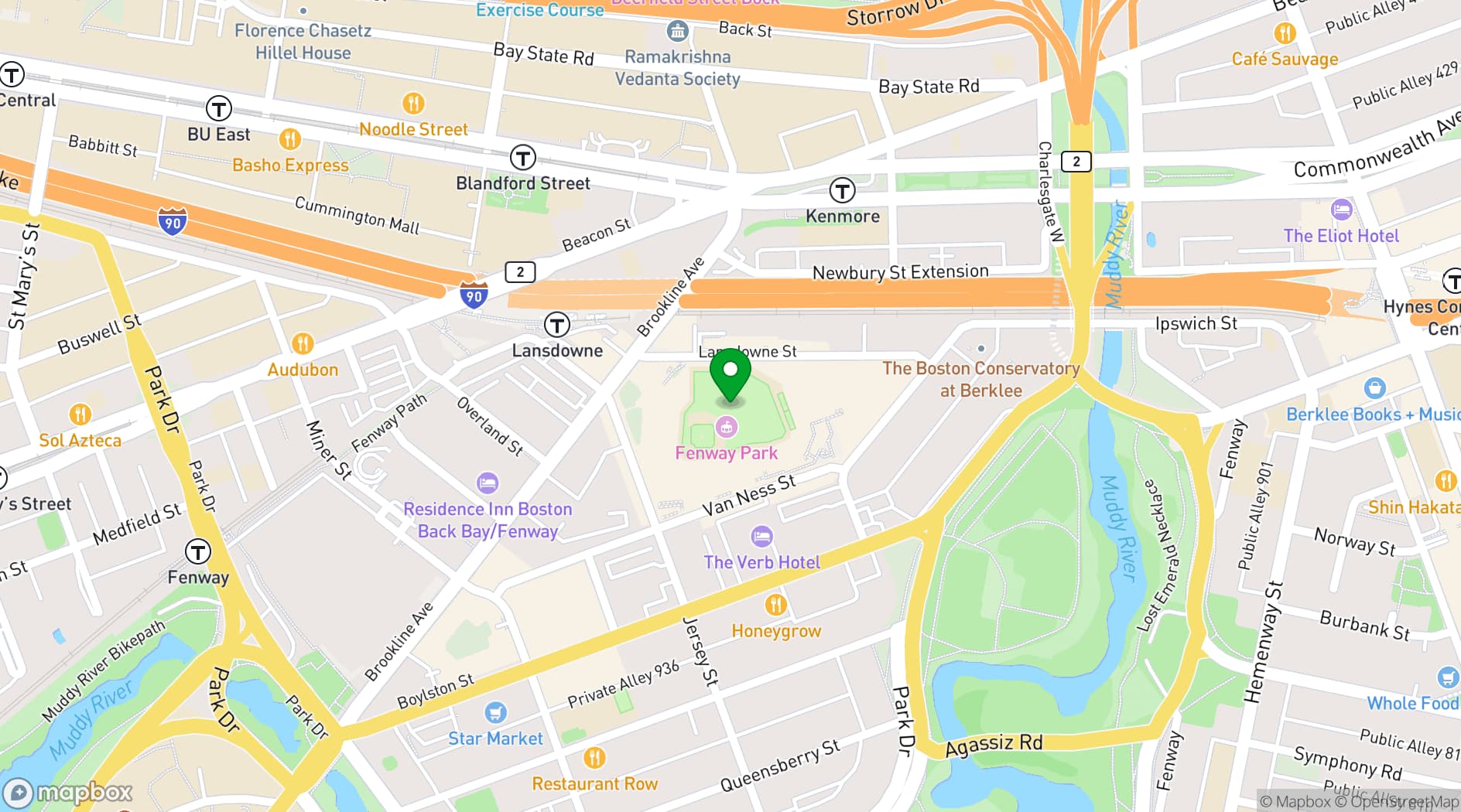 Map showing Fenway Park