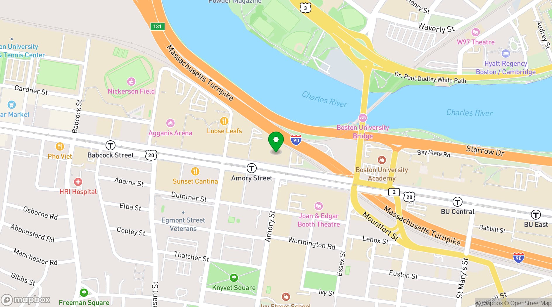 Map showing Boston University Learning & Event Technology Services