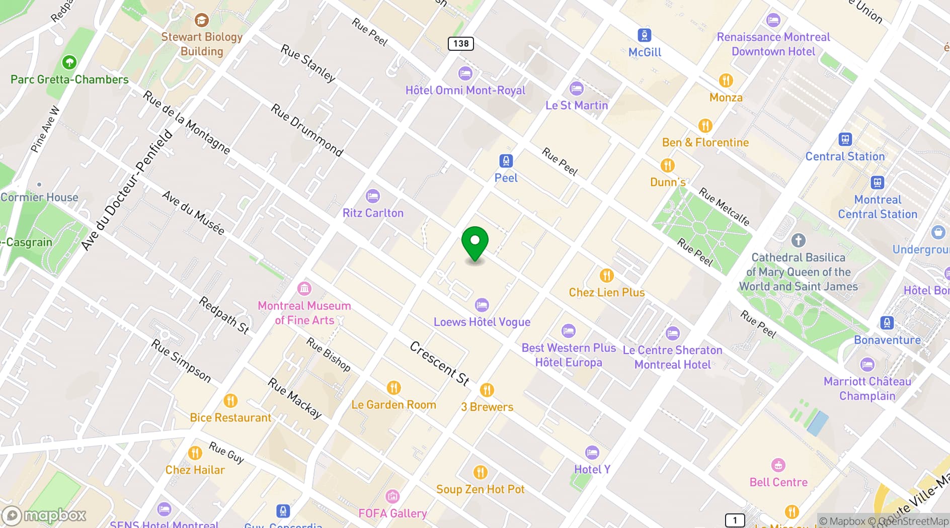 Map showing Le Mount Stephen (Montreal)