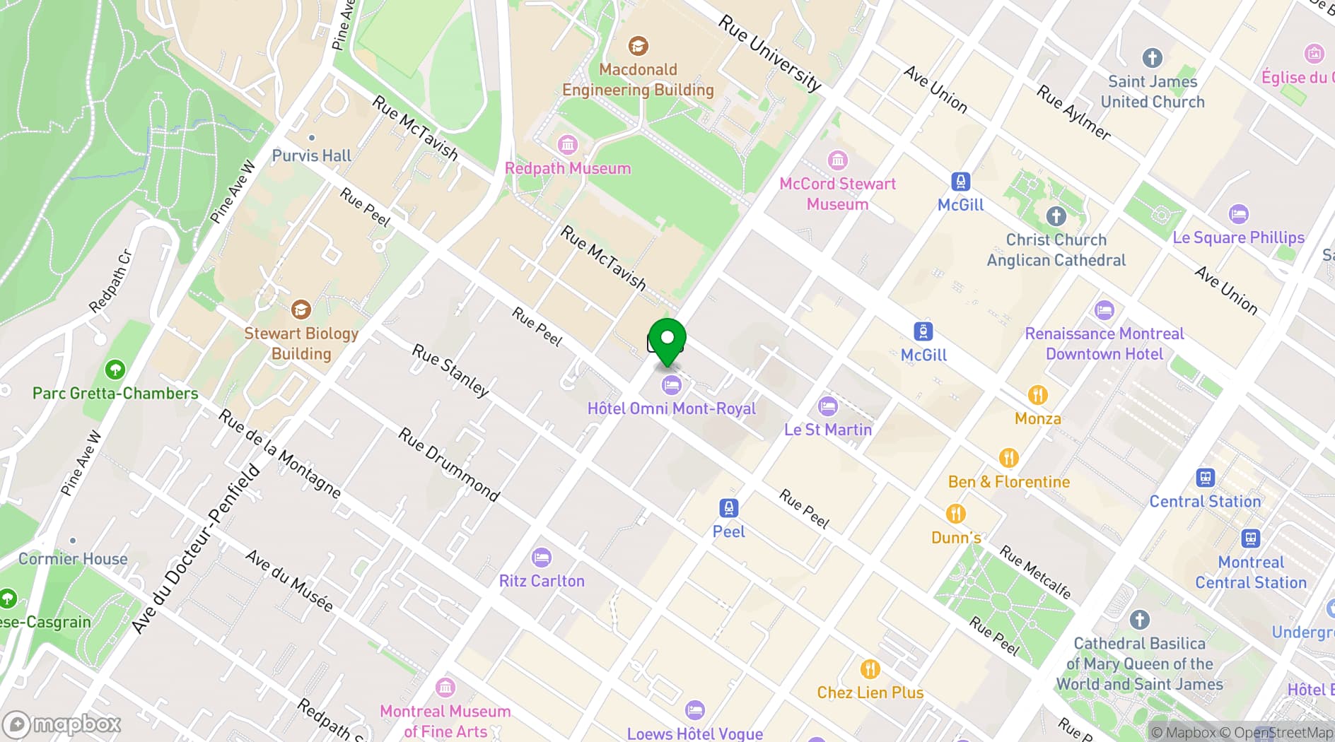 Map showing Omni Mont-Royal