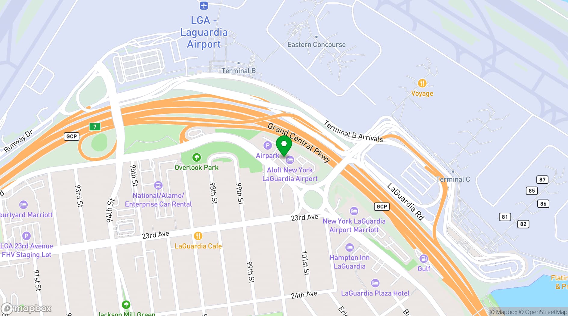 Map showing New York LaGuardia Airport Marriott