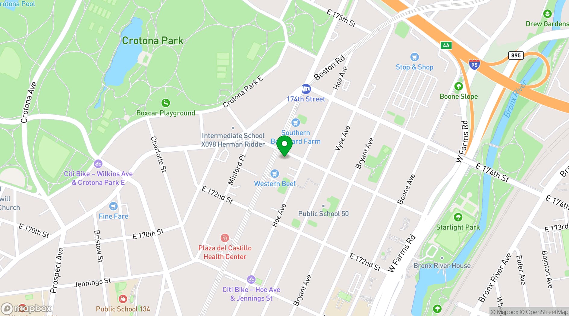 Map showing RV Catering Hall