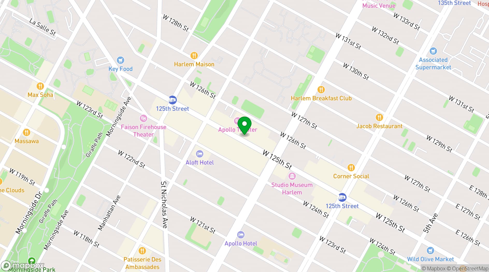 Map showing Renaissance New York Harlem Hotel