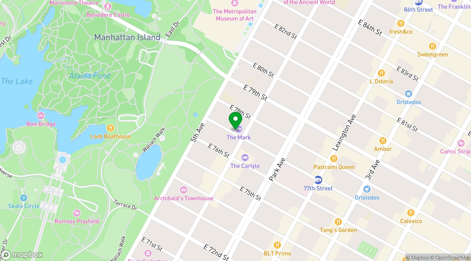 Map showing The Mark Hotel