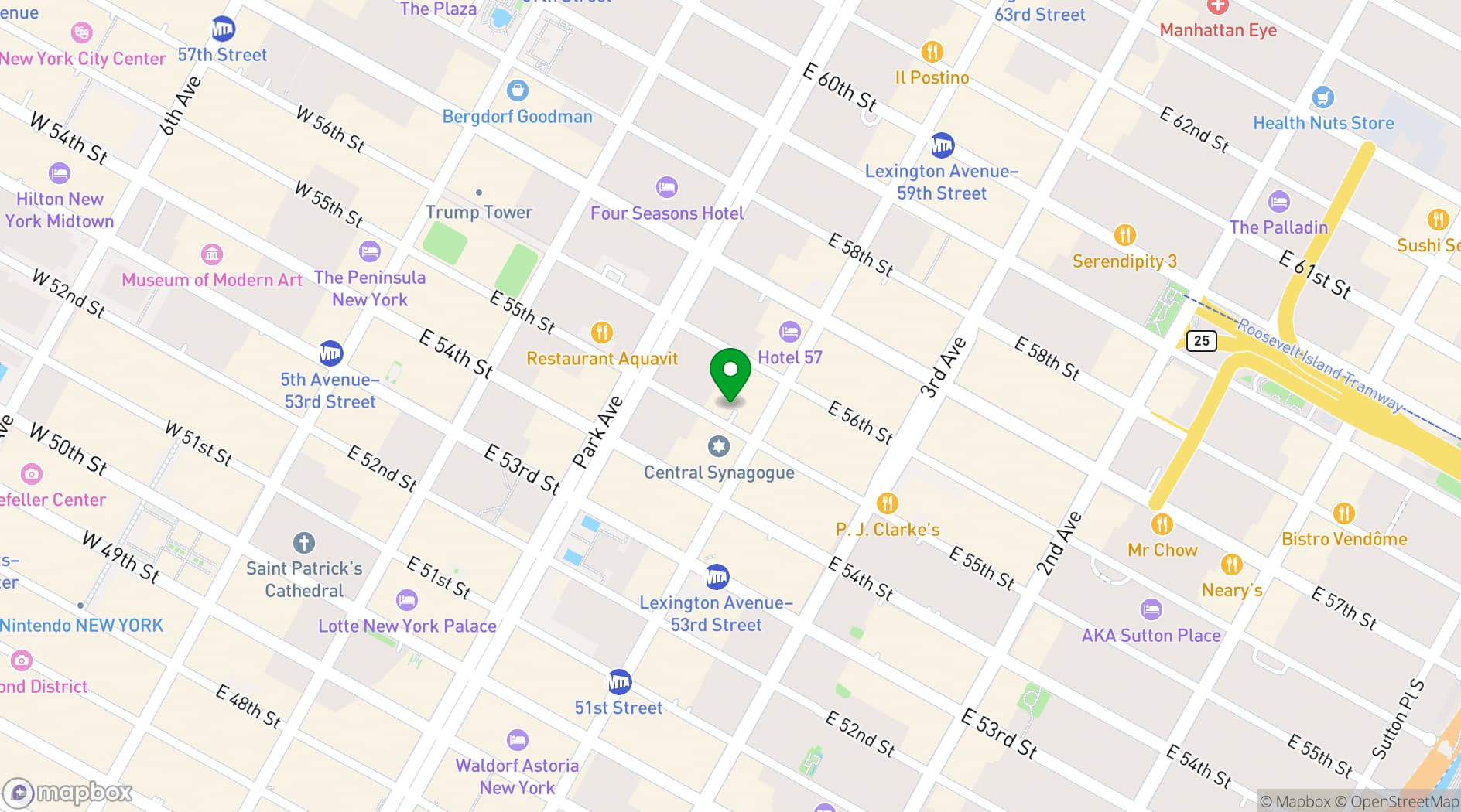 Map showing Concorde Hotel New York