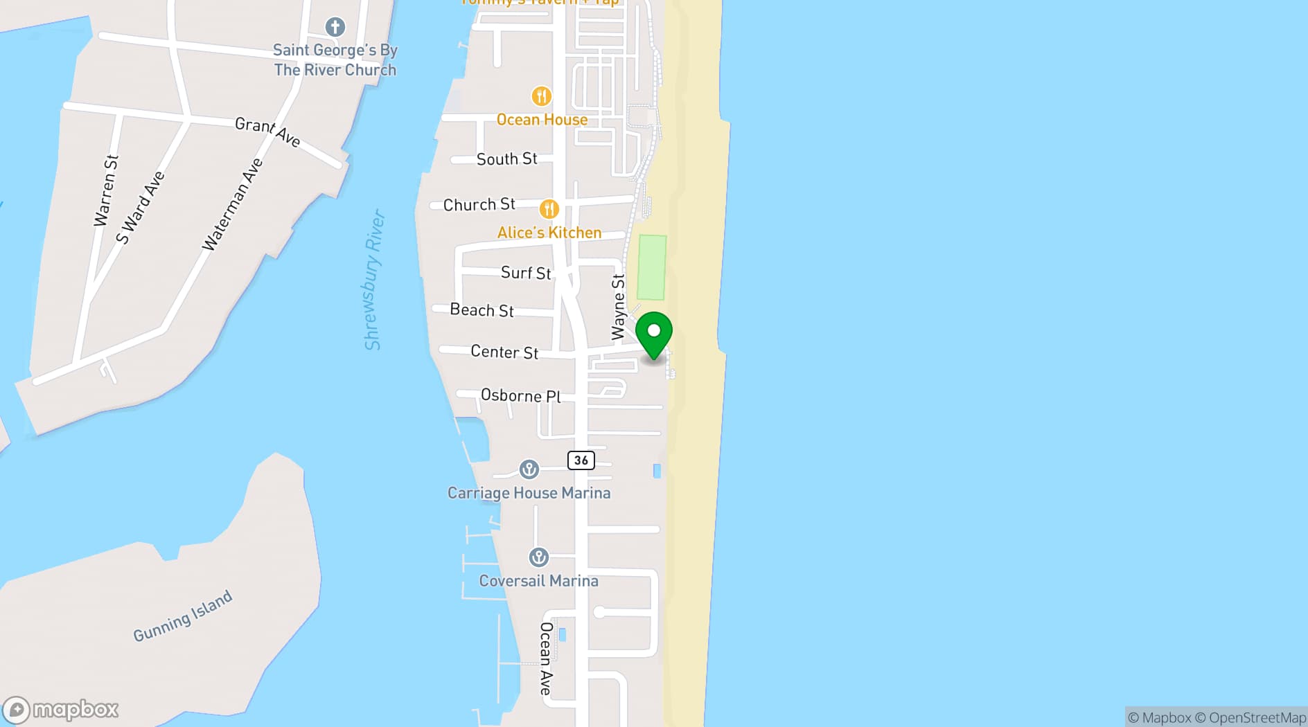 Map showing Donovan's Reef Beach Bar