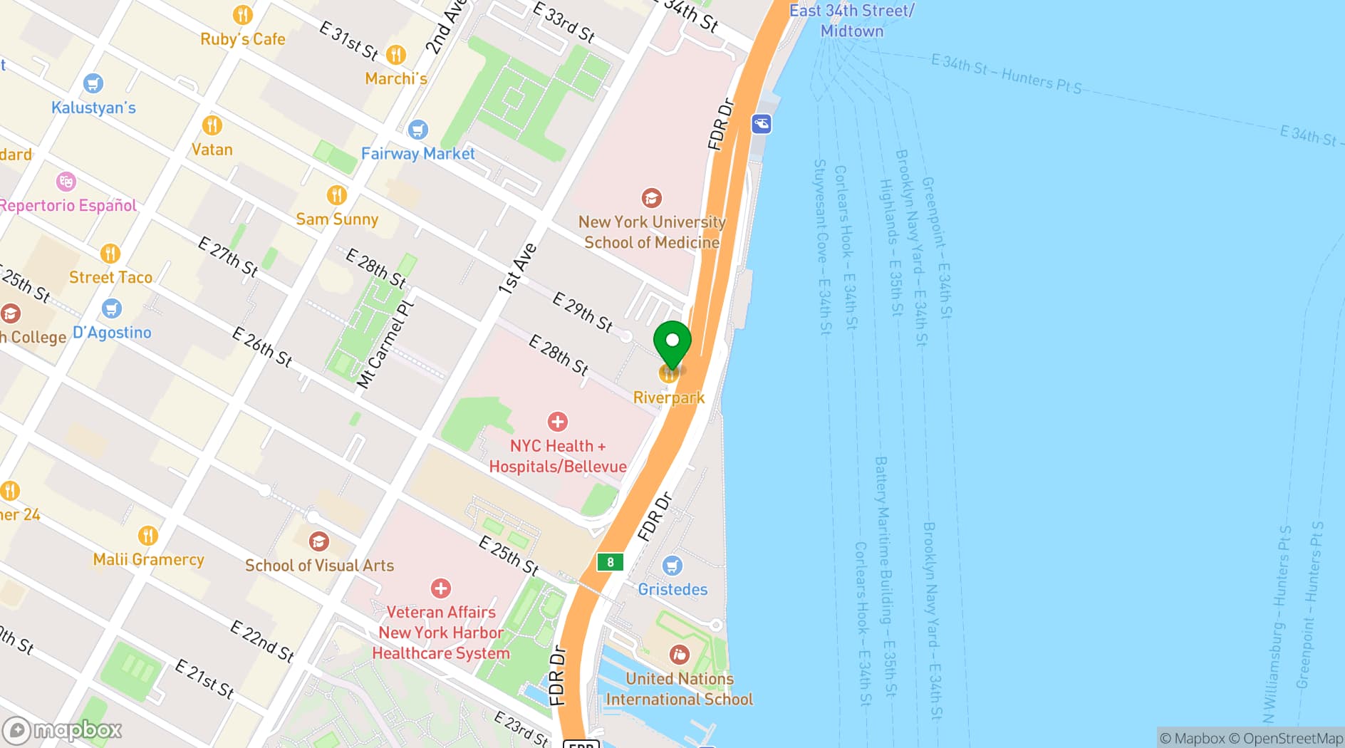 Map showing Riverpark