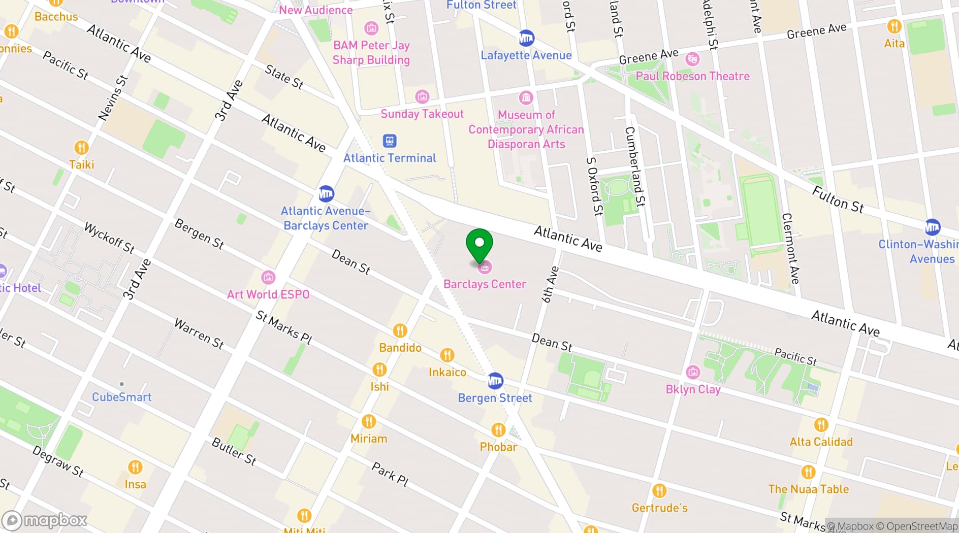 Map showing Barclays Center