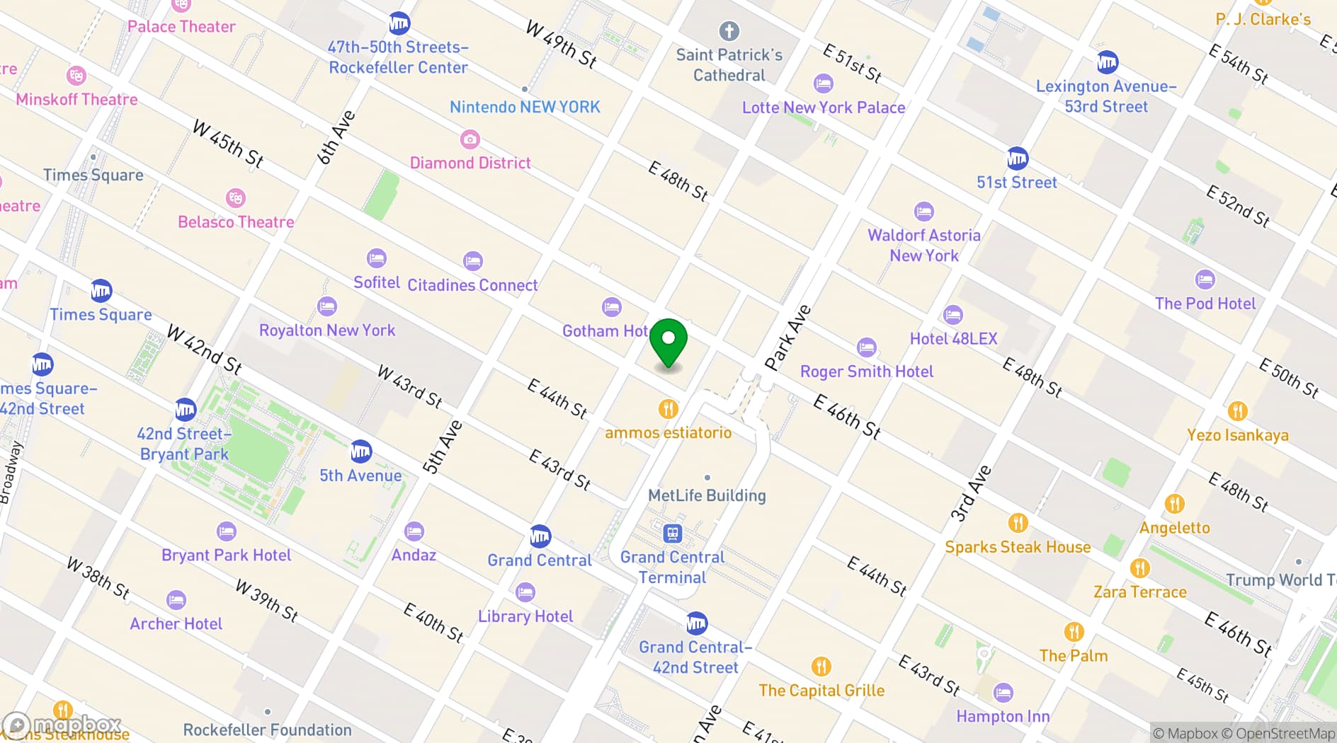 Map showing The Roosevelt Hotel