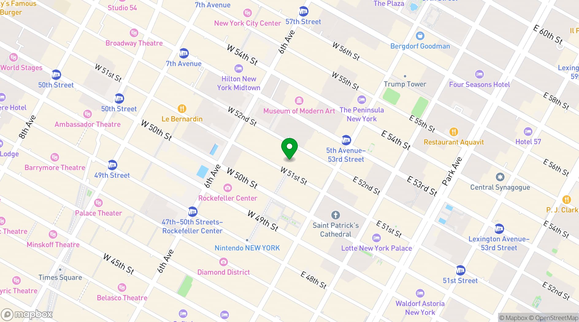 Map showing Convene 75 Rockefeller Plaza
