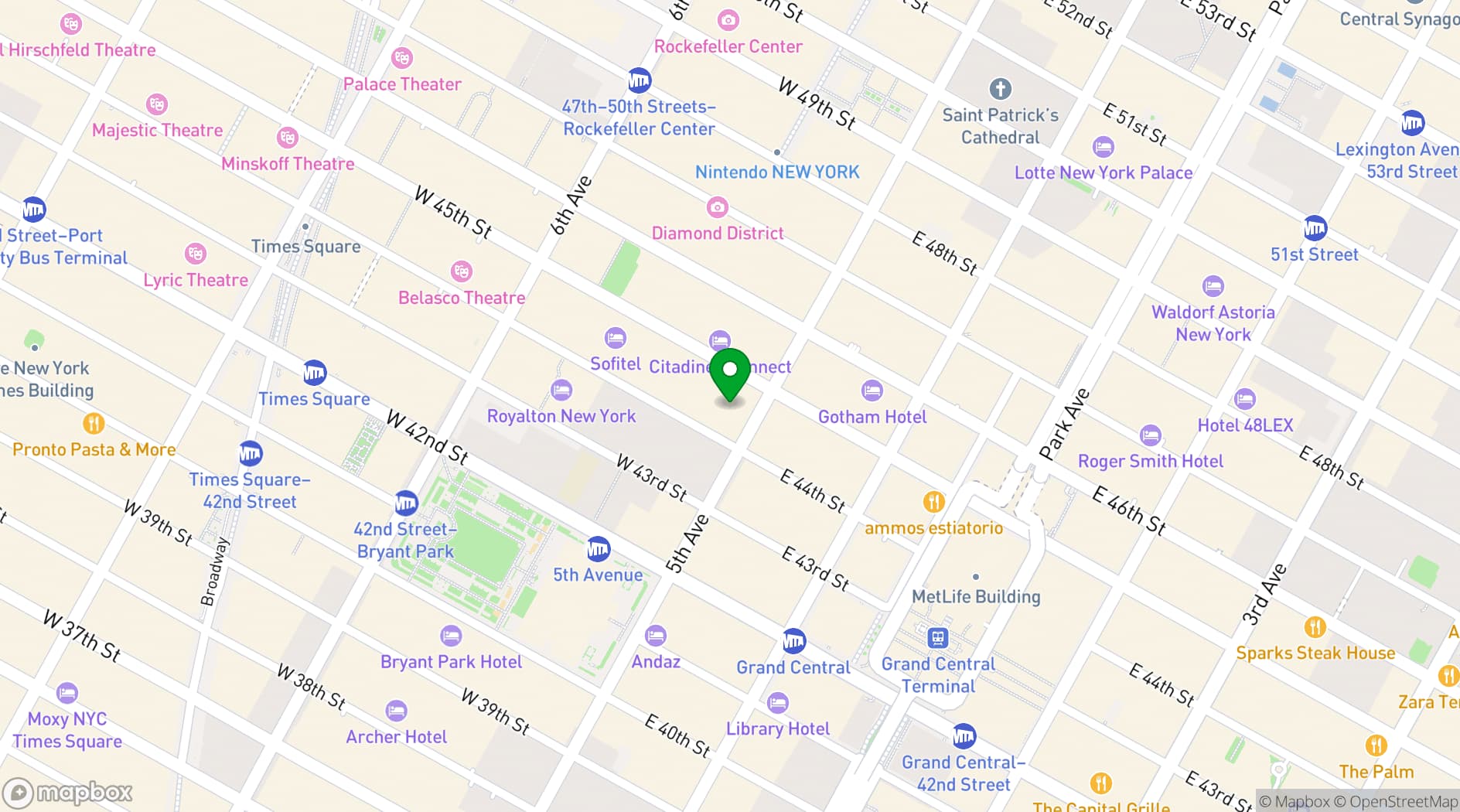 Map showing Convene 530 Fifth Avenue