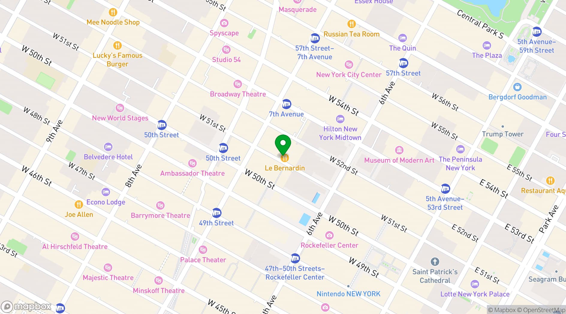 Map showing Le Bernardin
