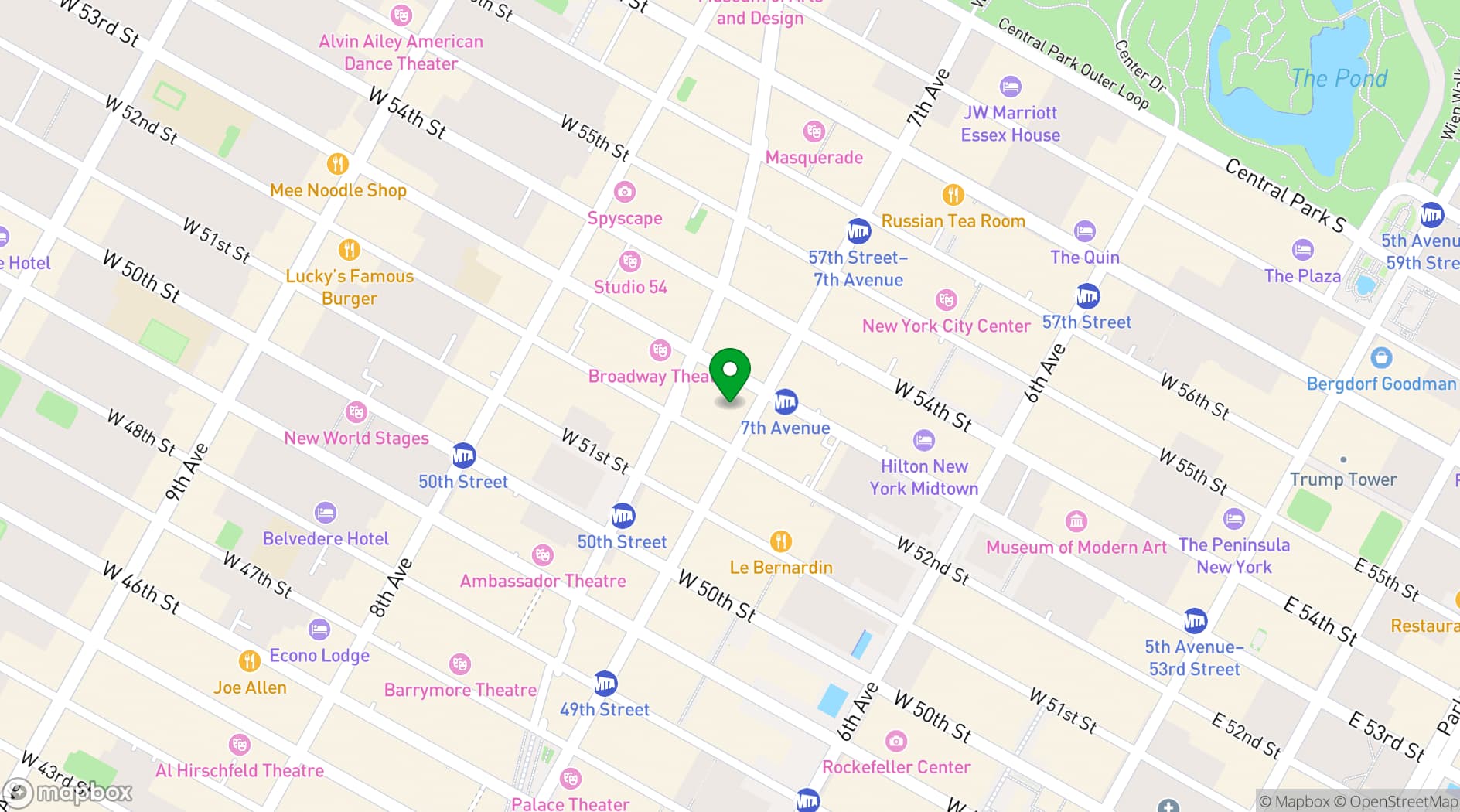 Map showing Convene 810 Seventh Avenue