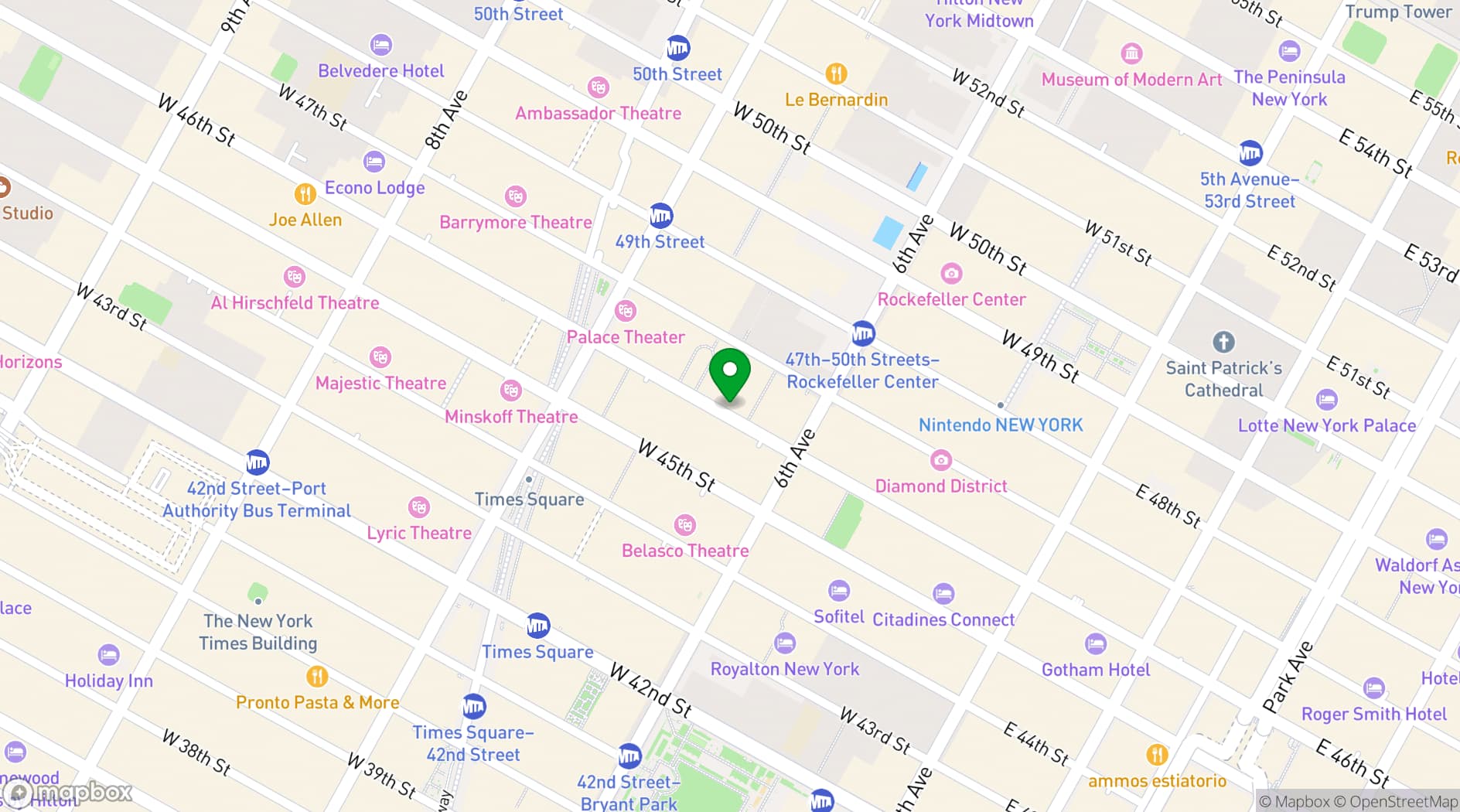 Map showing Convene 117 West 46th Street