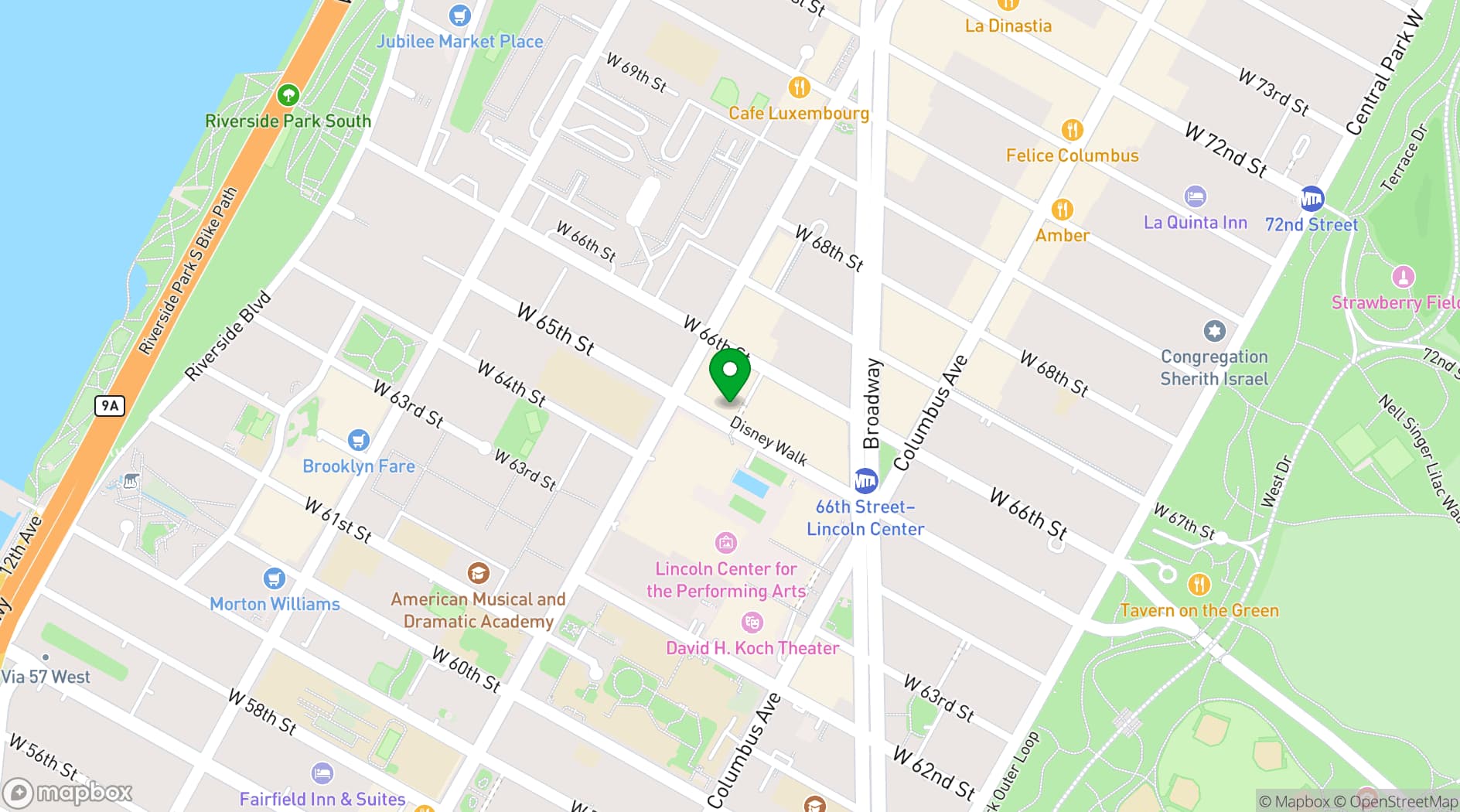 Map showing Stanley H. Kaplan Penthouse