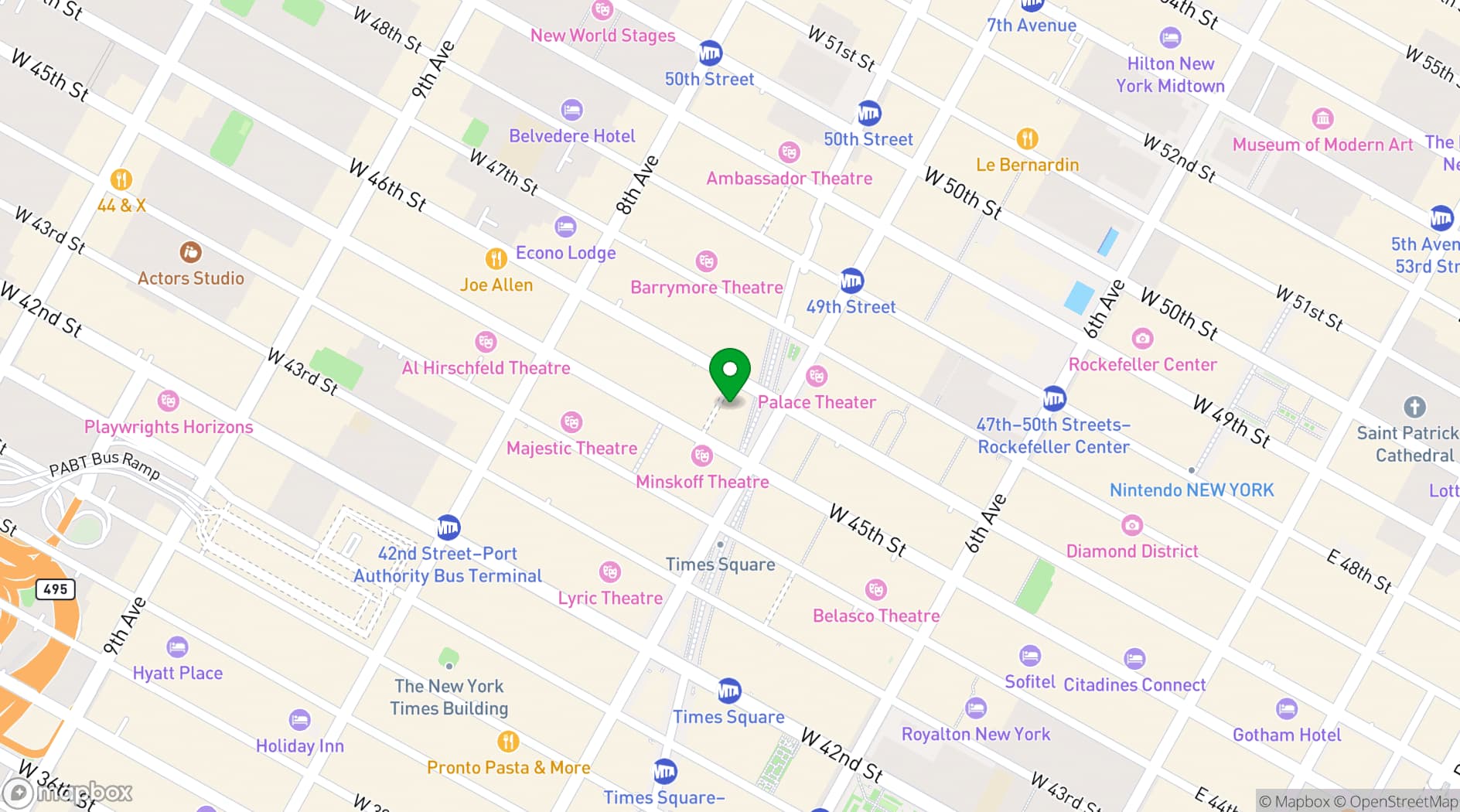 Map showing Marriott Marquis