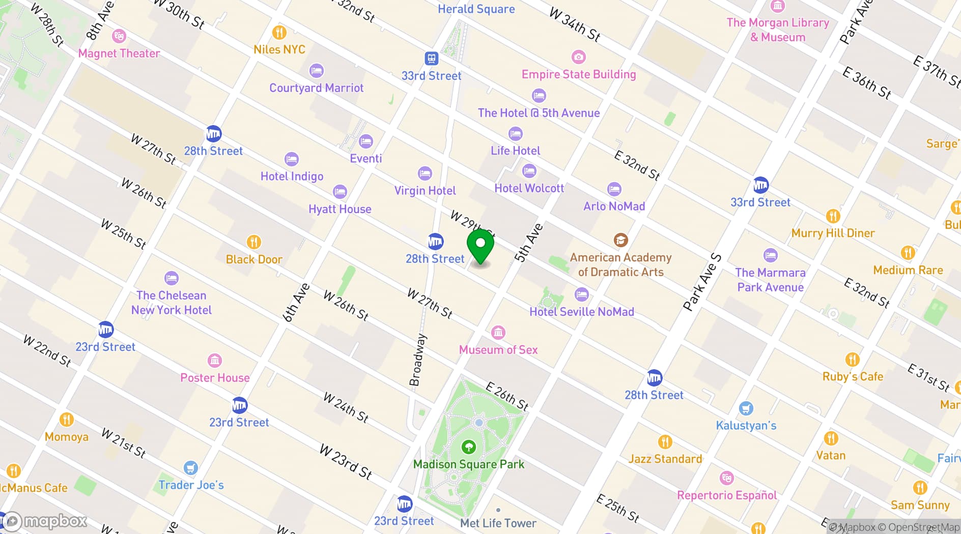Map showing The Fifth Avenue Hotel