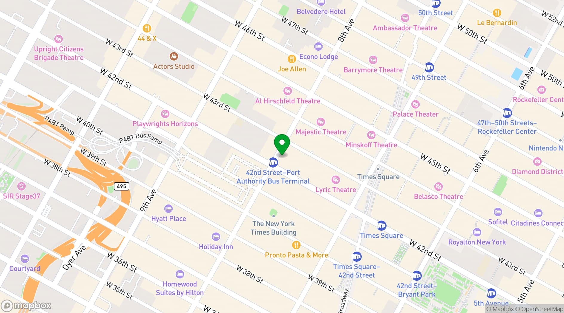 Map showing The Westin New York at Times Square