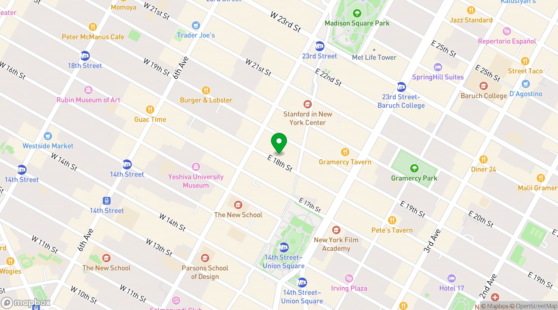 Map showing Rosa Mexicano
