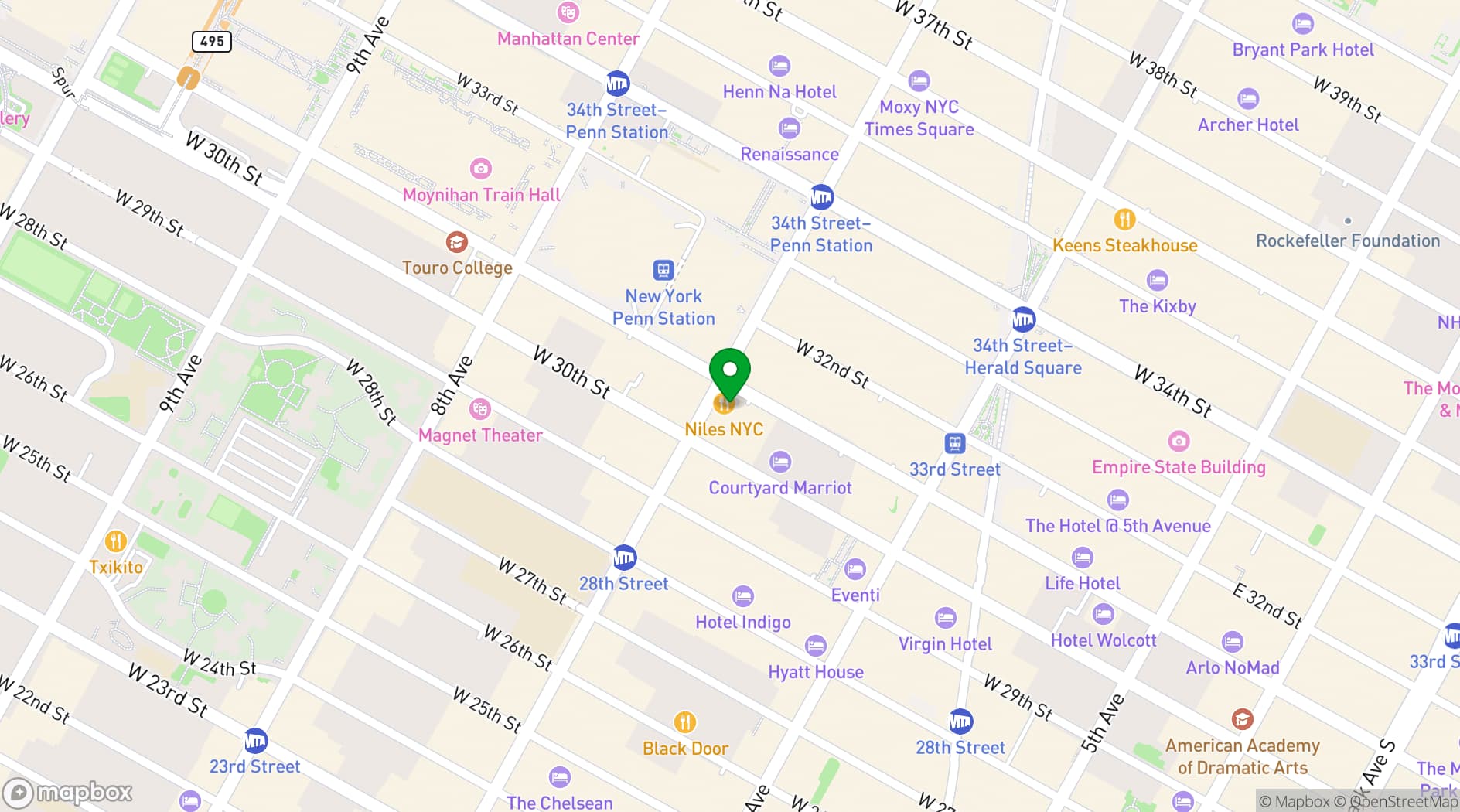 Map showing Stewart Hotel