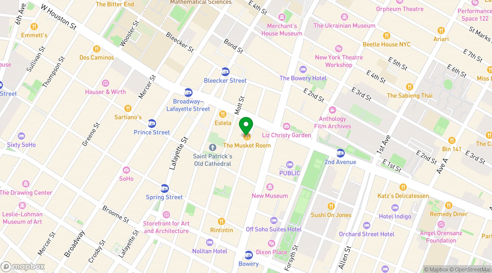 Map showing The Musket Room