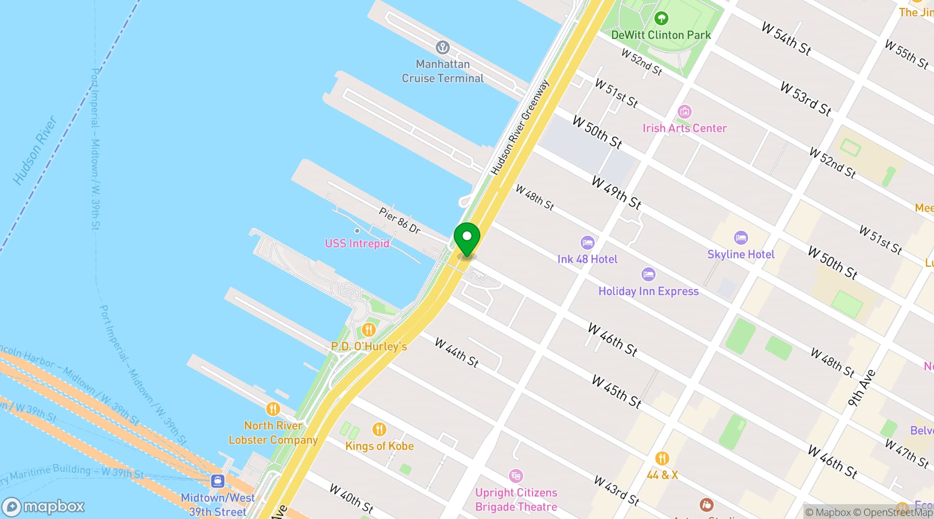 Map showing Intrepid Sea, Air & Space Museum