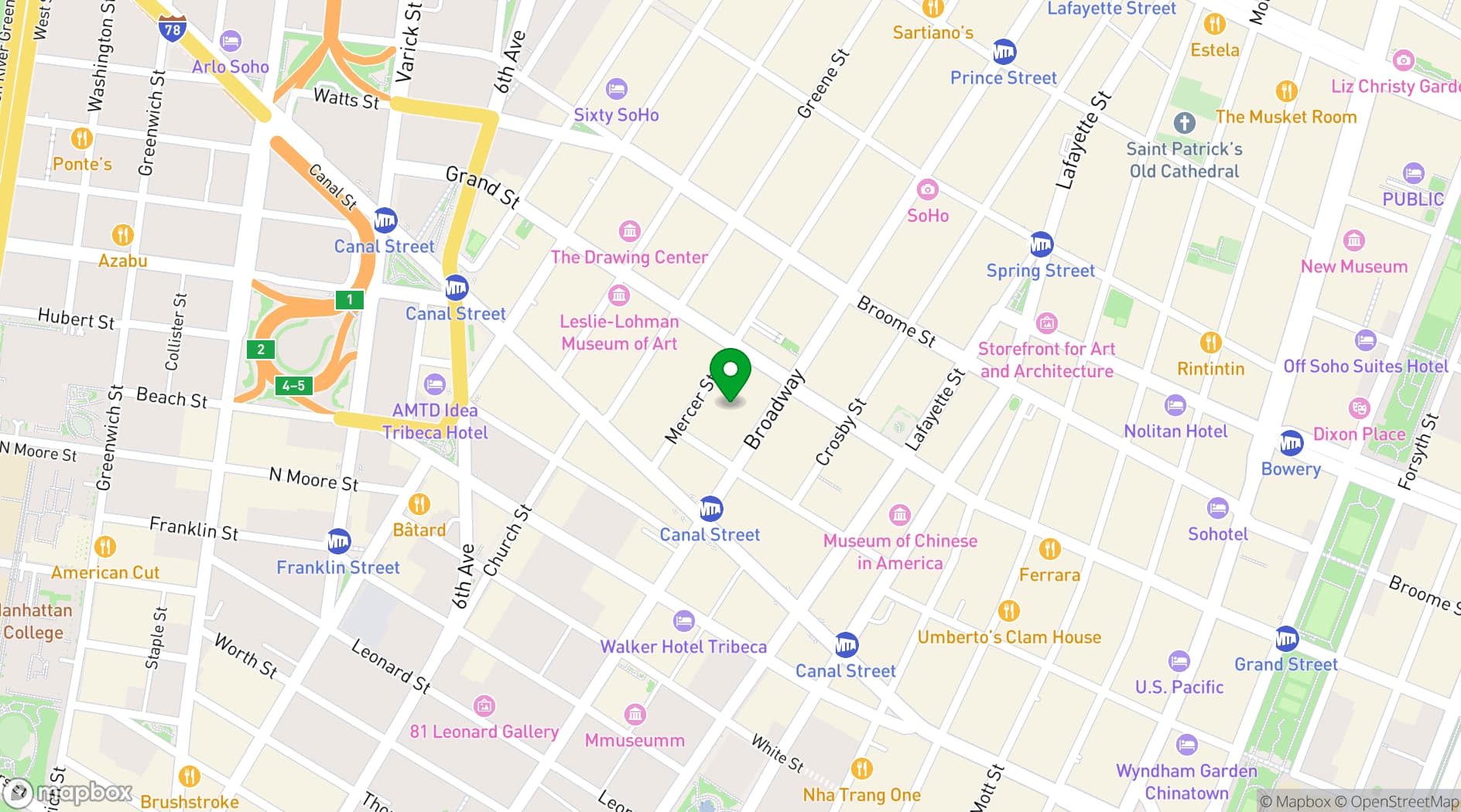 Map showing The Farm Soho