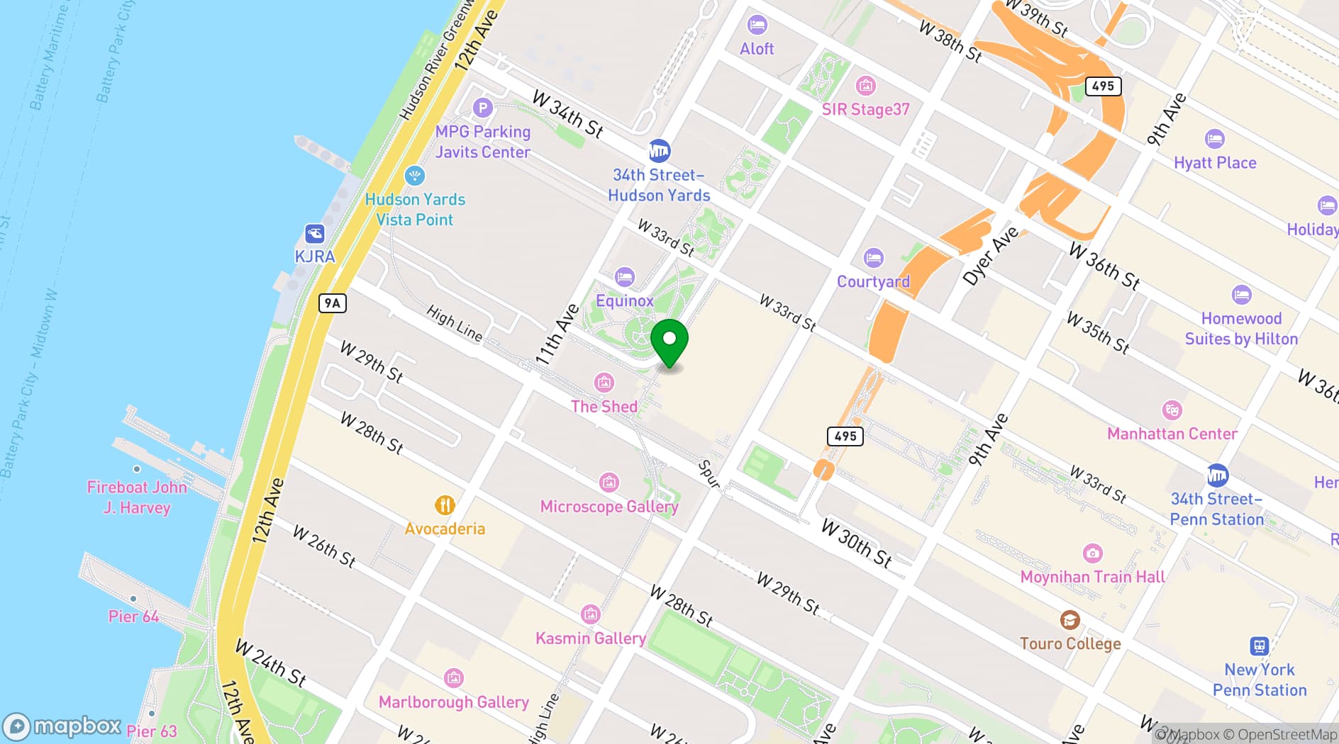 Map showing queensyard