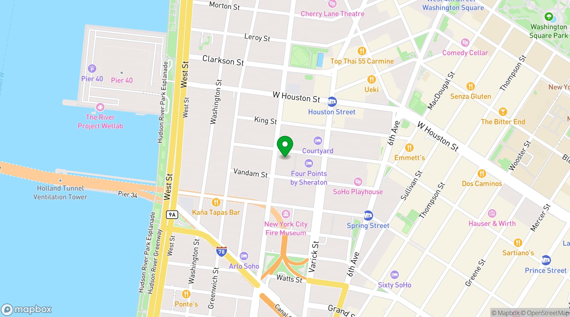 Map showing Moonlight Studios NYC
