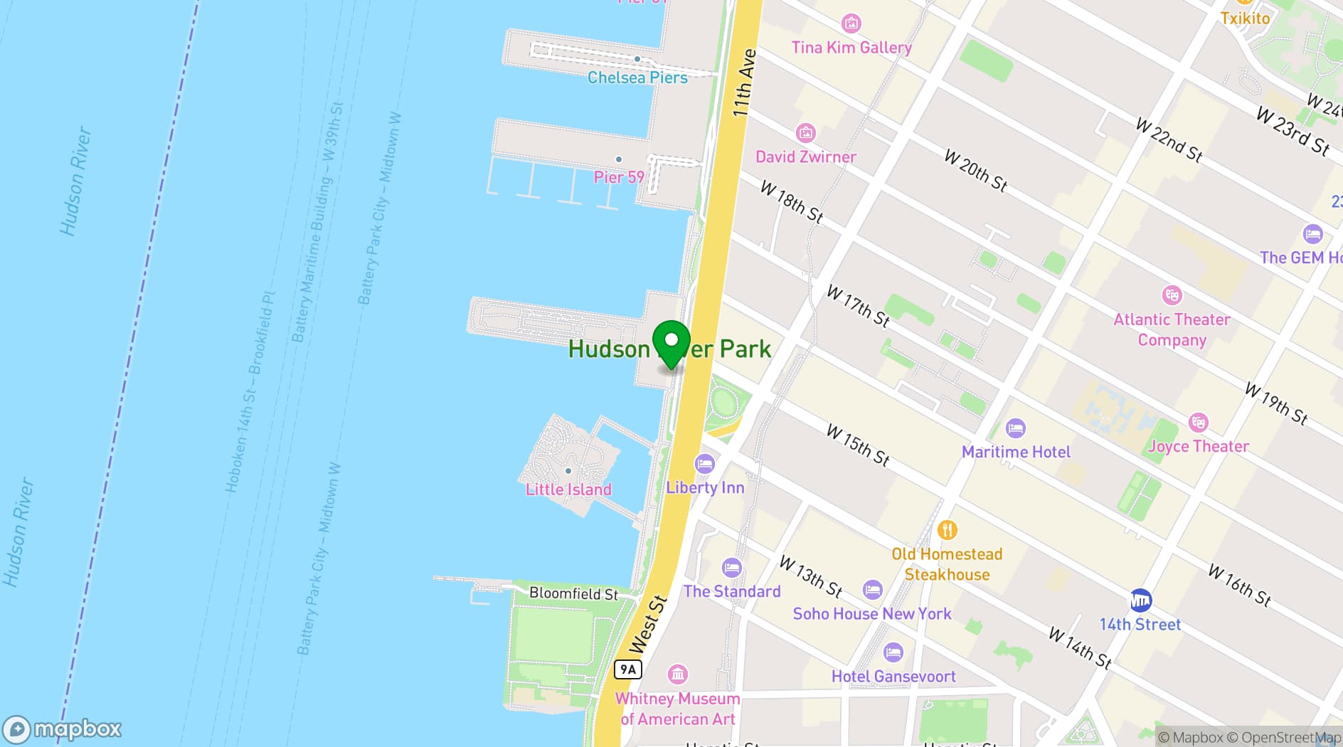 Map showing City Winery Pier 57