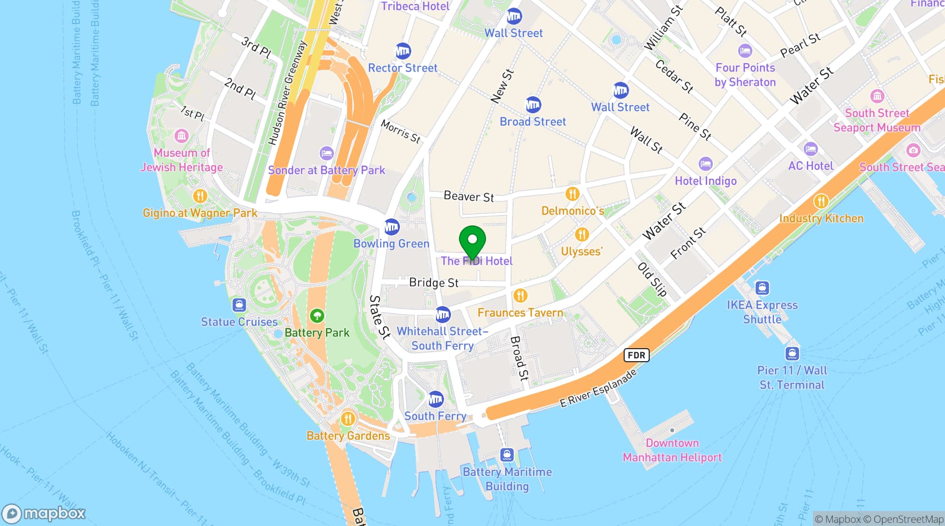 Map showing DoubleTree by Hilton New York Downtown