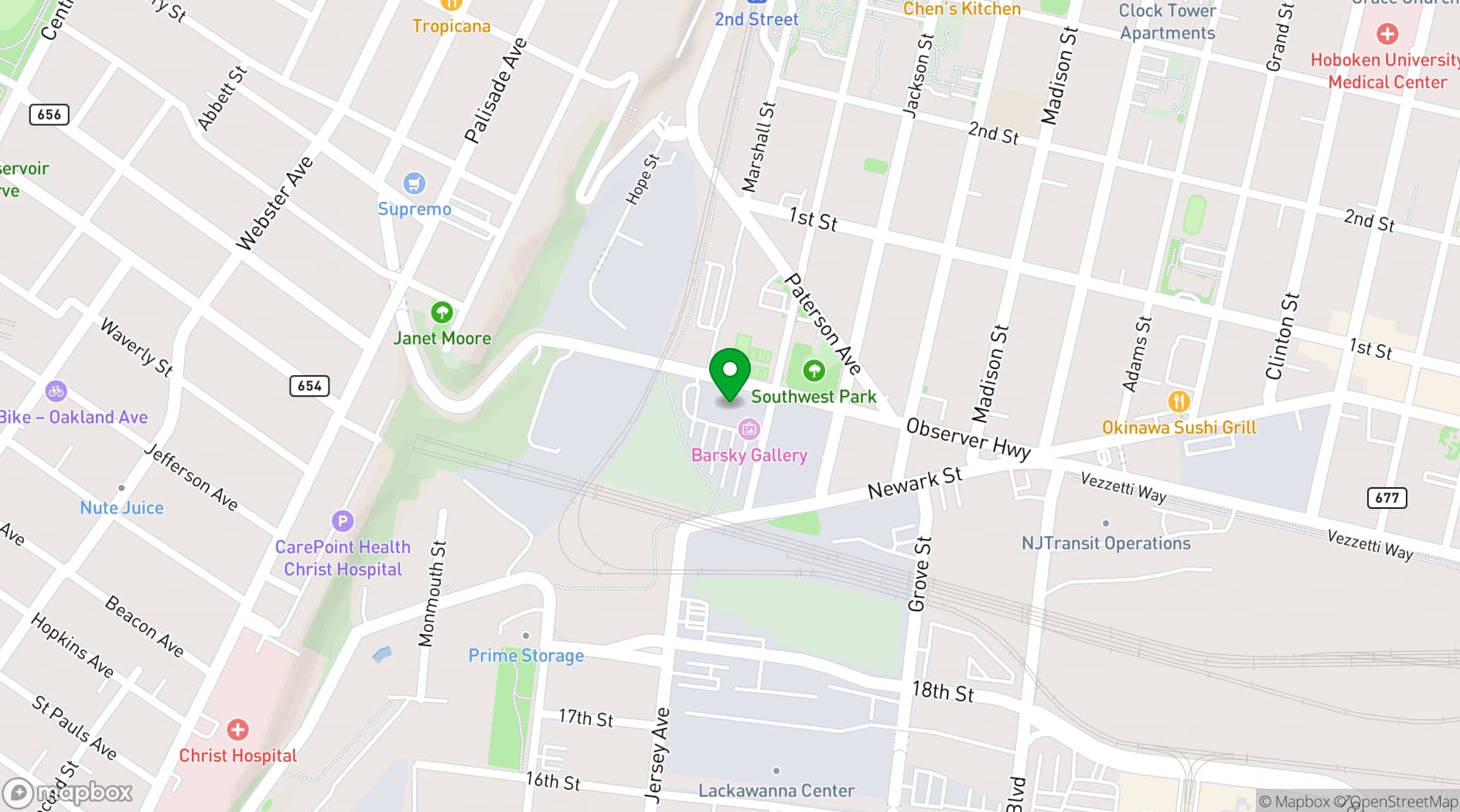Map showing Harrison Street Executive Offices